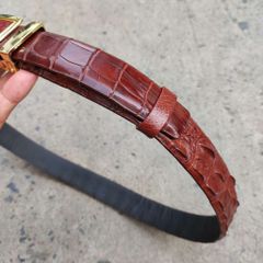 Thắt Lưng Nam Da Cá Sấu Liền Gai Lưng N31ND2 (Mặt vàng)