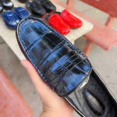 Giày lười đế Da sang trọng. Da bụng cá sấu lớn siêu bền!