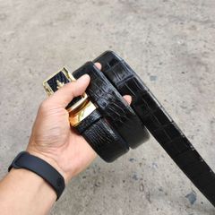 Thắt lưng liền nguyên tấm da bụng cá sấu N29D2 (Mặt vàng)