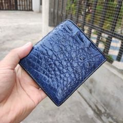 Ví cá sấu dáng đứng. 2 Mặt da cá sấu trơn cao cấp. Xanh navy siêu đẹp!