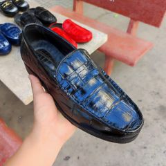 Giày lười đế Da sang trọng. Da bụng cá sấu lớn siêu bền!