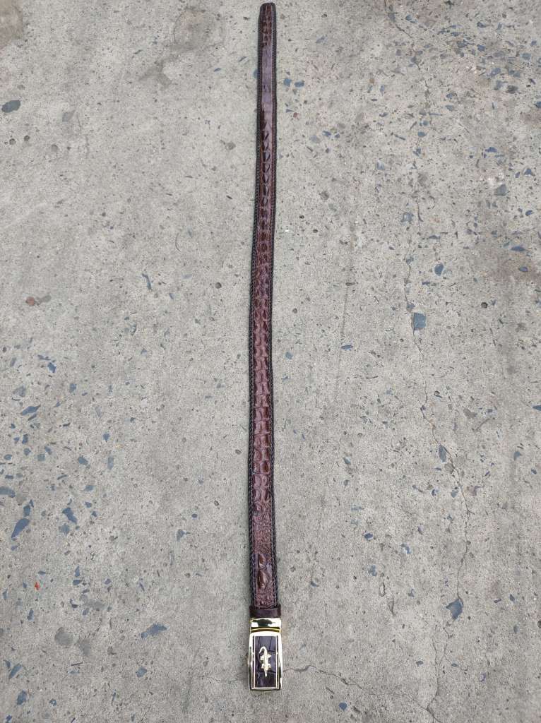 Thắt Lưng Cá Sấu [DÂY LIỀN NGUYÊN CON] Đan Viền Thủ Công Đẹp Bền Bỉ - TS131A (Mặt vàng)