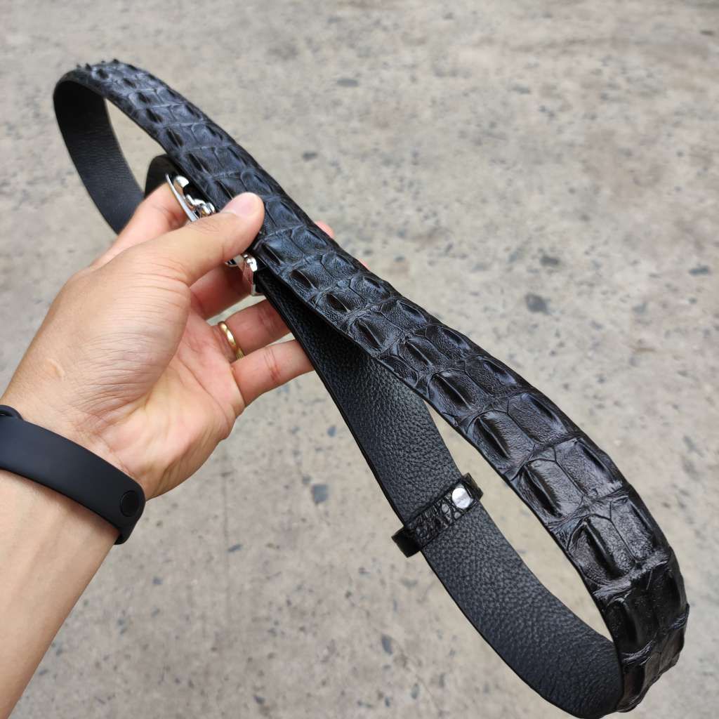 BIG SALE..! Thắt Lưng Cá Sấu CÓ GÙ RẤT ĐẸP TS106B (mặt bạc)