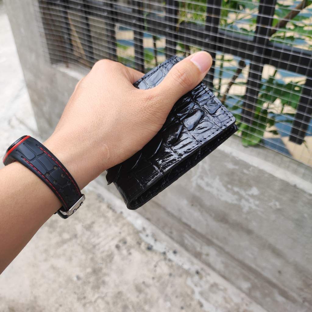 Ví cá sấu 2 mặt Size NHỎ 10.5*8.5 cm. Gai đuôi cá sấu rất bền!