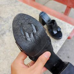 Dép Nữ gót siêu cao 10cm. Full da cá sấu trừ lót lòng chân!