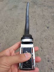 Dây lưng da cá sấu BẢN LỚN phù hợp bụng bia. Da bụng có vân đẹp linh hoạt! (mặt bạc)