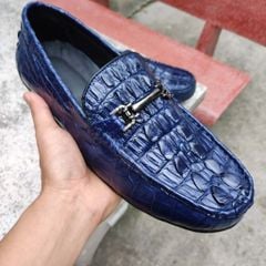 Giày lười nam Vây đuôi cá sấu Xanh navy CỰC CHẤT!