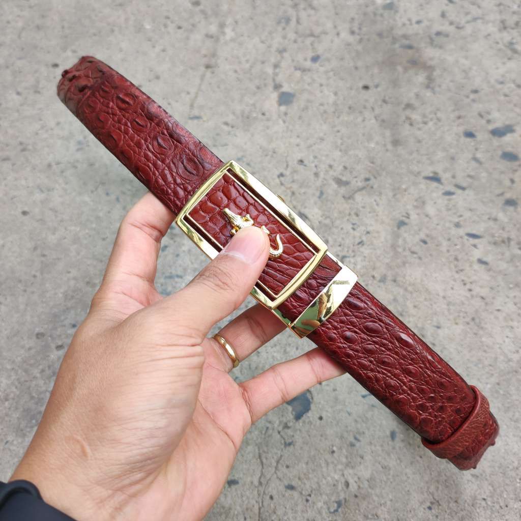 Thắt Lưng Da Cá Sấu. Gù Cá Sấu Đẹp Sang Chảnh TS119V (mặt vàng)