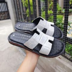 Dép chữ H da bụng cá sấu BẠCH TẠNG siêu bền!