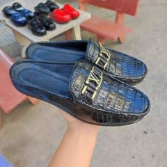 Giày sục nam Da bụng cá sấu có phối phụ kiện đẳng cấp!