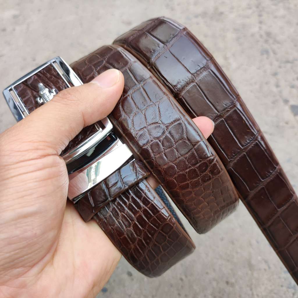 Thắt Lưng Da Bụng Cá Sấu [DÂY LIỀN NGUYÊN TẤM BỀN BỈ] N22N_B (mặt bạc)