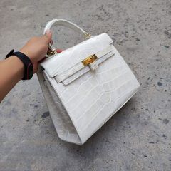 Túi xách size lớn 30cm có dây đeo. Da cá sấu trắng bạch tạng đẹp nữ tính!