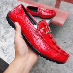 Giày cá sấu vây đuôi màu ĐỎ TƯƠI đẹp nổi bật!