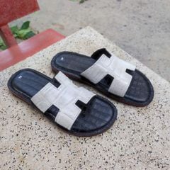 Dép chữ H da bụng cá sấu BẠCH TẠNG siêu bền!