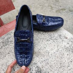Giày lười nam Vây đuôi cá sấu Xanh navy CỰC CHẤT!