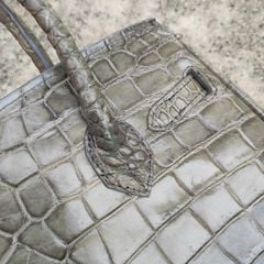 Túi xách cá sấu nữ màu Xám tro đẹp khó cưỡng. Size lớn 30cm!