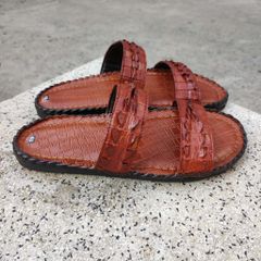 [ĐẸP MÊ LY...] Dép ngang 2 quai da cá sấu thật 100%