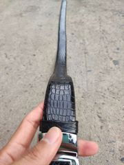 Dây lưng da cá sấu BẢN LỚN phù hợp bụng bia. Da bụng có vân đẹp linh hoạt! (mặt bạc)