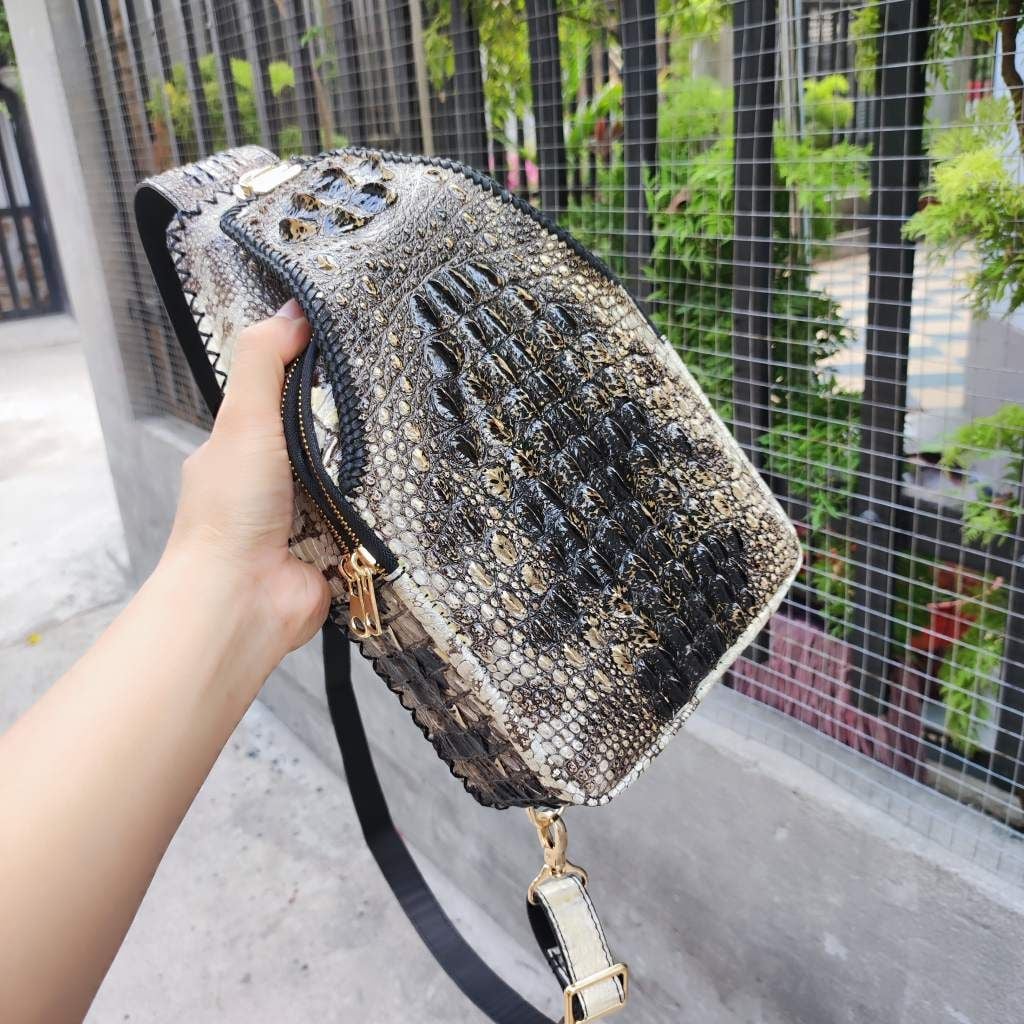 Túi đeo chéo da cá sấu NGUYÊN THỦY đẹp ĐÚNG CHẤT!