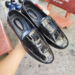 Giày lười đế Da sang trọng. Da bụng cá sấu lớn siêu bền!