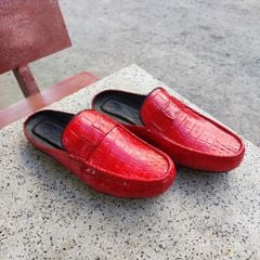 Giày sục Da bụng cá sấu Nâu đỏ đẹp khó cưỡng!