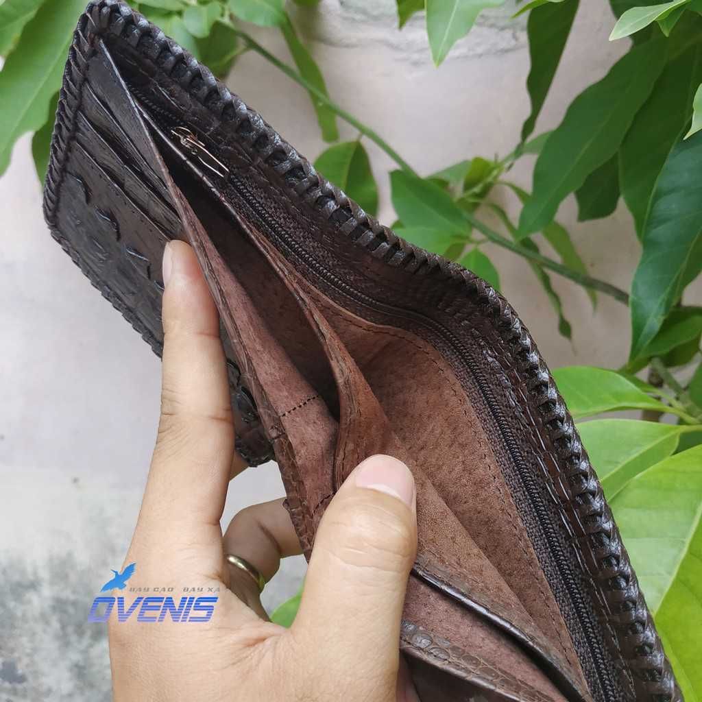 Bóp Da Bàn Tay Cá Sấu 2 Mặt Đan Viền VS2V03N