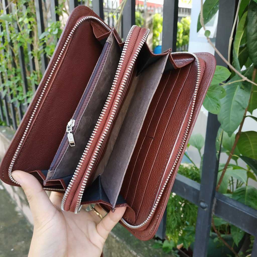 Ví cầm tay nam/nữ da cá sấu 2 ngăn cỡ lớn 22*12 cm