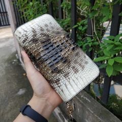 Ví dài cầm tay [DA CÁ SẤU NGUYÊN THỦY] 2 khuôn size 21*11 cm đẹp khó cưỡng!