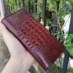 Ví nữ cầm tay gấp 2 da cá sấu size nhỏ 19.5*9 cm