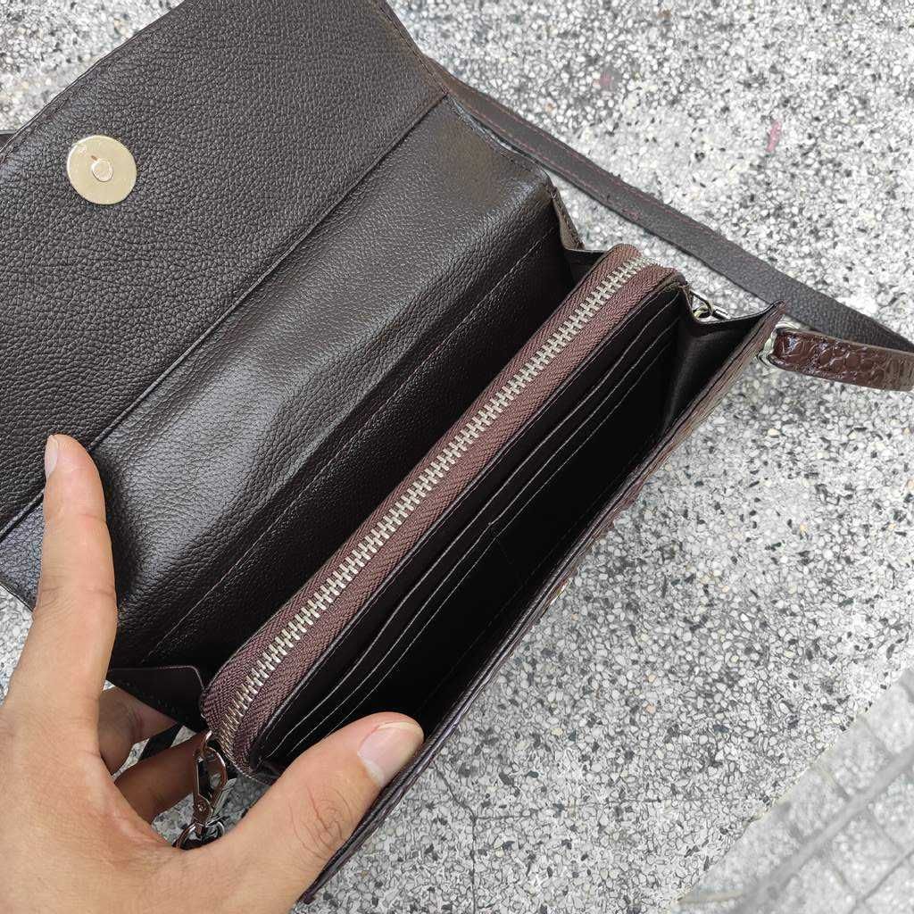 Túi nữ da cá sấu gập 2 nhỏ gọn NHIỀU NGĂN TIỆN LỢI!