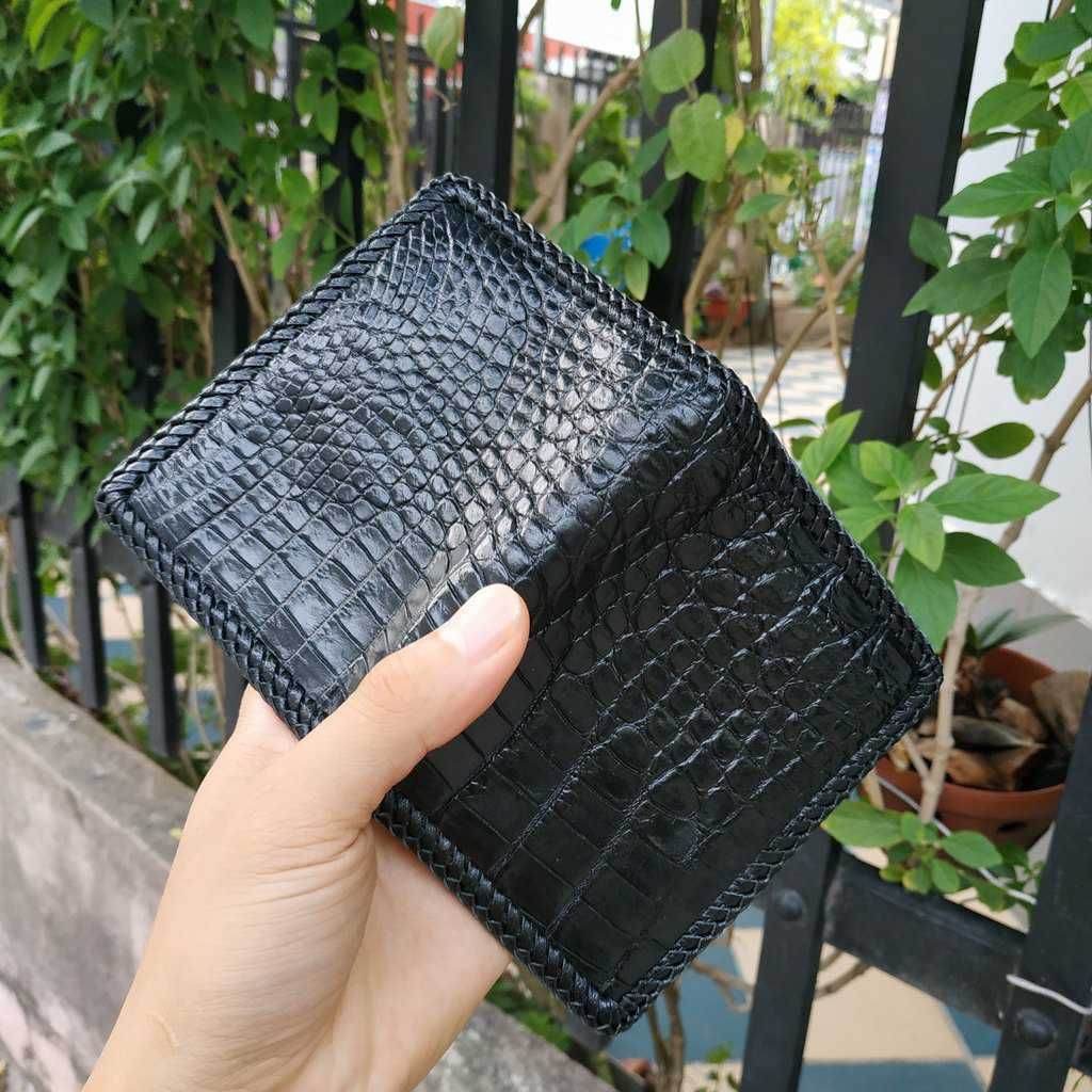 Ví Cá Sấu Da Bụng 2 Mặt Đan Viền Đẹp Mê Ly VS2V14D