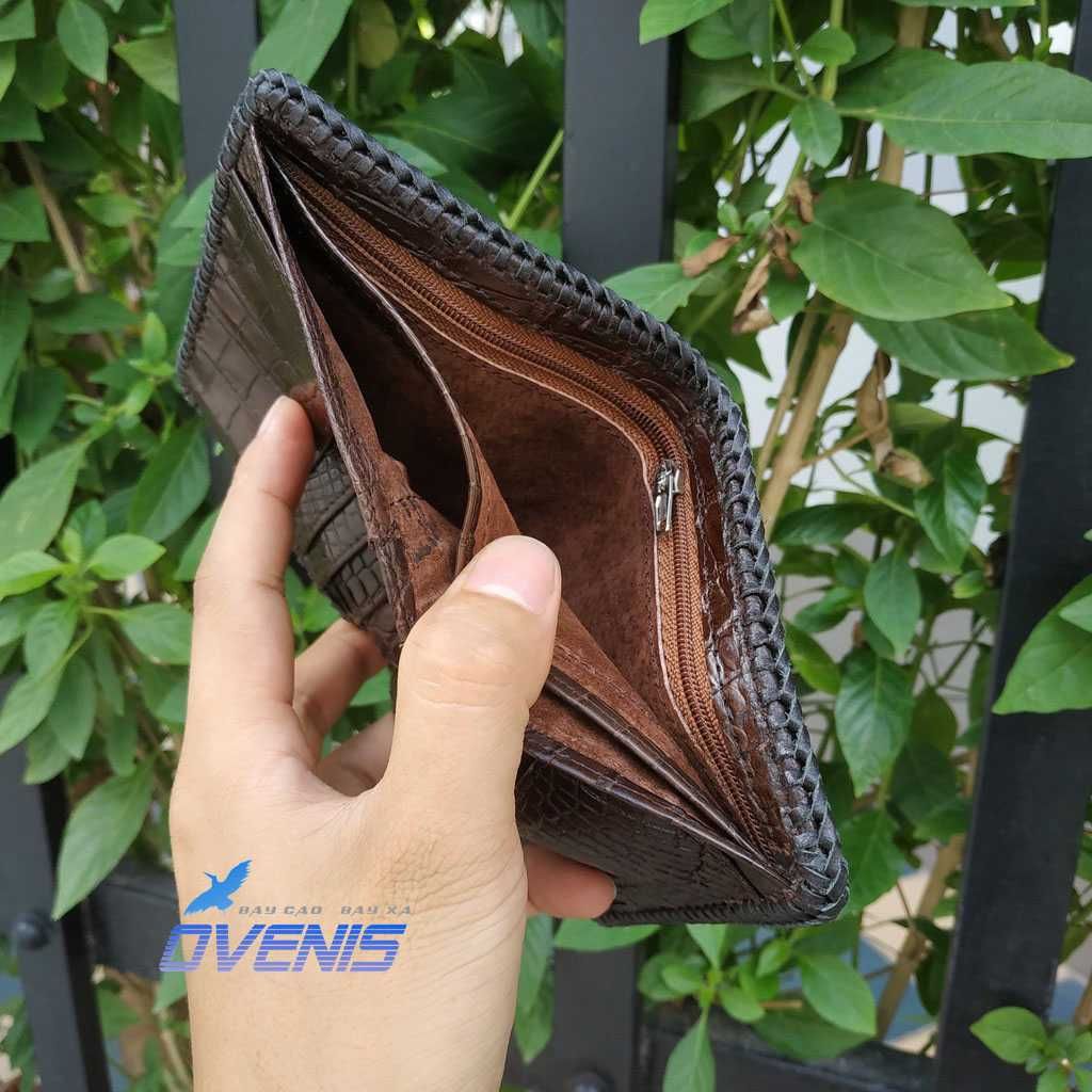 Bóp Cá Sấu 2 Mặt Dáng Đứng Đan Viền Đẳng Cấp VS2V15N