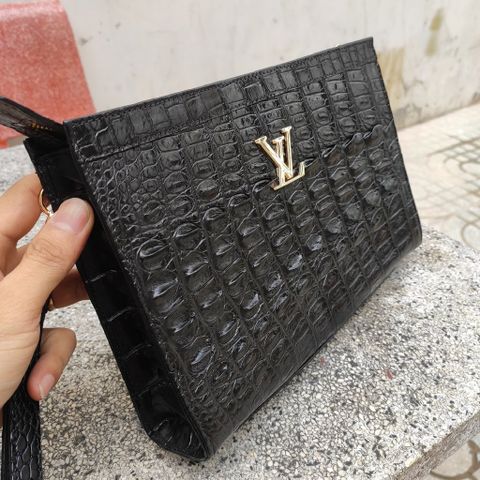 Clutch cầm tay da cá sấu [DA ĐUÔI CÁ SẤU MÀU ĐEN ĐẸP LỊCH LÃM]