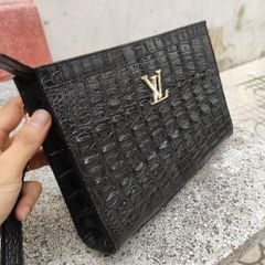 Clutch cầm tay da cá sấu [DA ĐUÔI CÁ SẤU MÀU ĐEN ĐẸP LỊCH LÃM]