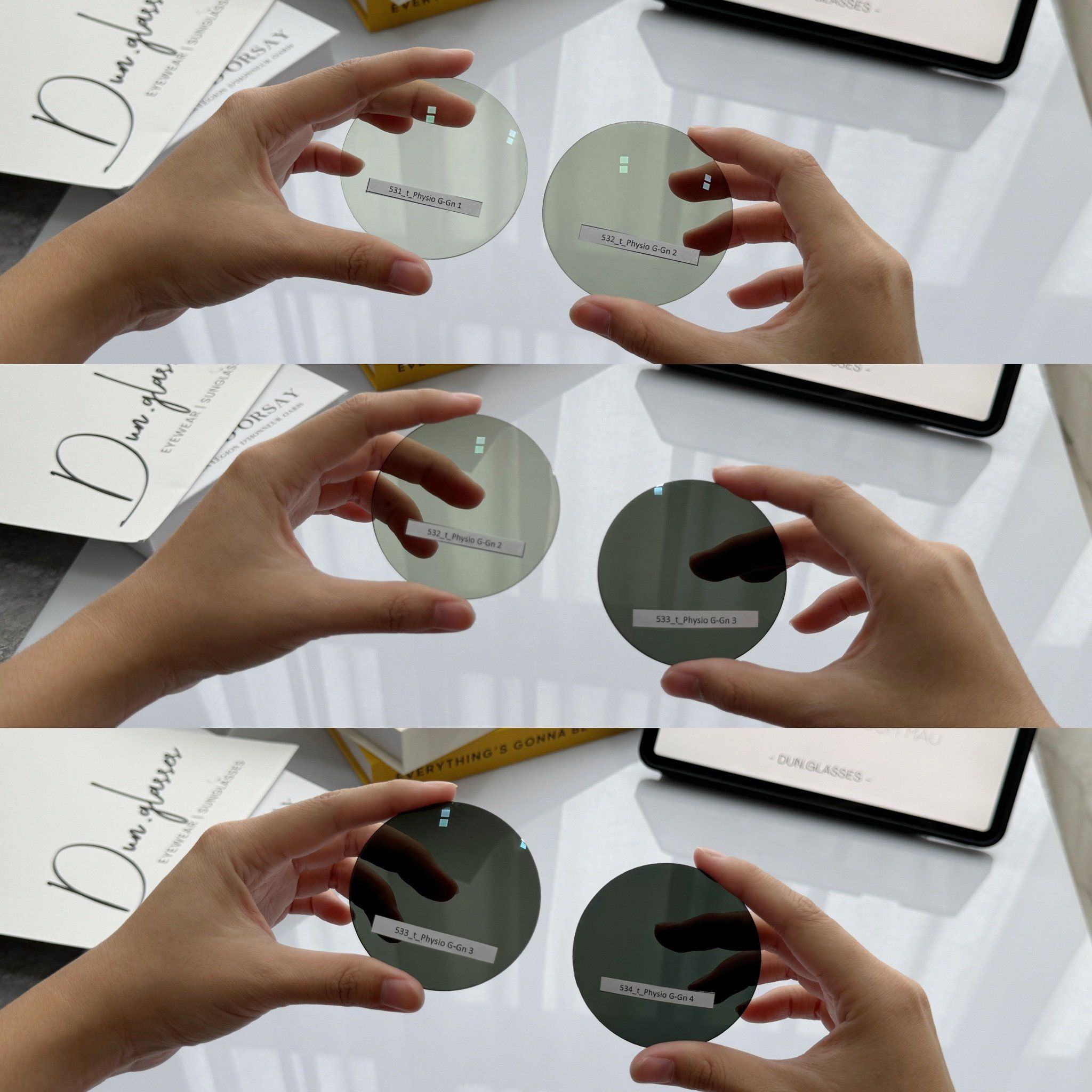  Tròng Pháp Suntints - Essilor (bảng màu tròng kính) 