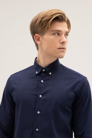 Benjamin Barker Saunders Navy Stretch Button Down