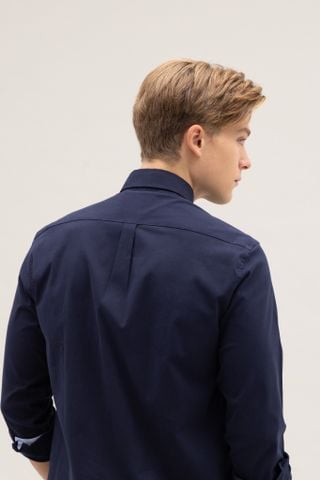 Benjamin Barker Saunders Navy Stretch Button Down