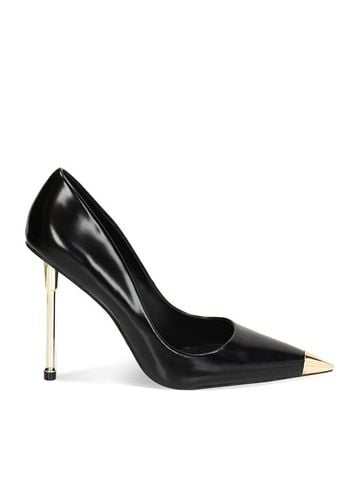 Primadonna Collection Black Décolleté In Abrasive 11 Cm Gold Lacquered Heels.