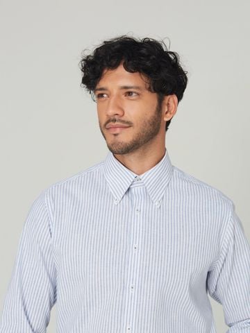 Benjamin Barker Takaji Blue Bengal Stripe Linen