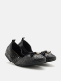  Pazzion Simona Quilted Bow Pearl Foldable Flats 
