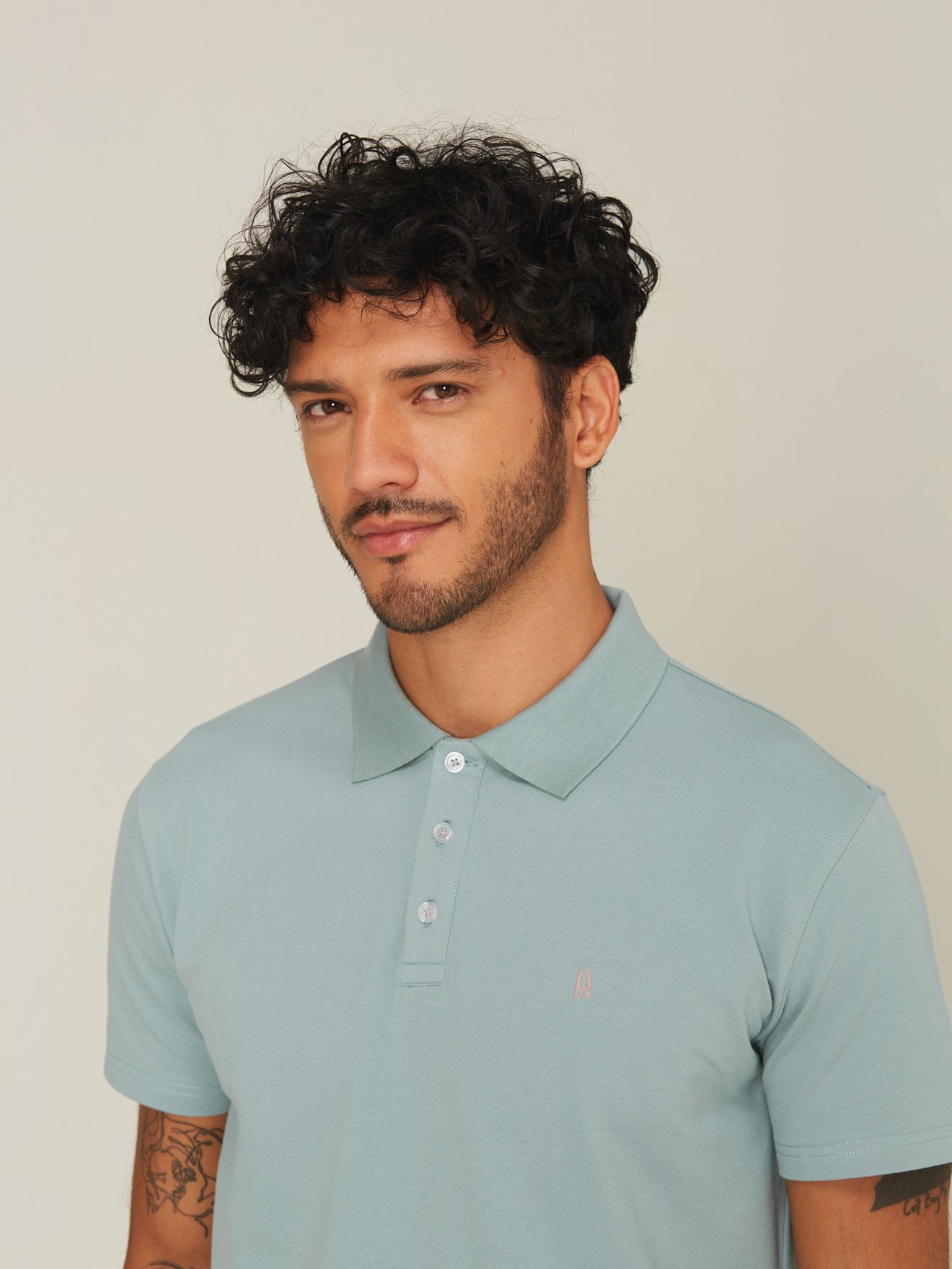  Benjamin Barker Aqua Haze Logo Polo Tee 