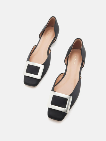 Giày cao gót Pazzion Beatrice Silver Square Buckle Heels