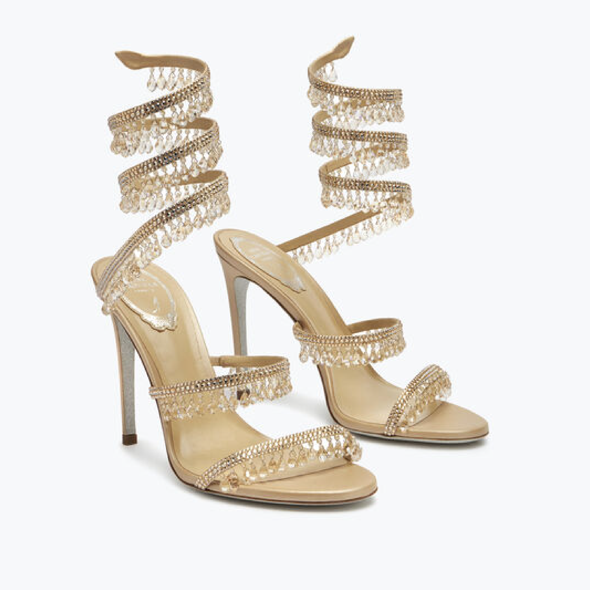  Giày Cao Gót Nữ Rene Caovilla Chandelier Ivory Sandal 105 