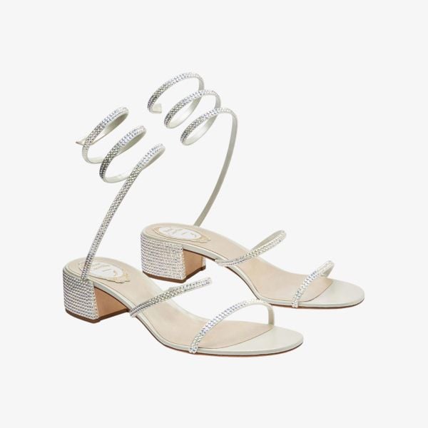  Giày Cao Gót Nữ Rene Caovilla Flat Satin Sandals Cleo 