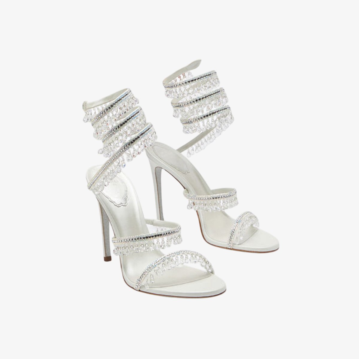  Giày Cao Gót Nữ Rene Caovilla Chandelier Ivory Sandal 105 