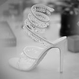  Giày Cao Gót Nữ Rene Caovilla Chandelier Ivory Sandal 105 