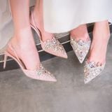  Giày Cao Gót Nữ Rene Caovilla Jewel Slingback In Lace Veneziana 75 