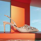  Giày Cao Gót Nữ Rene Caovilla Jewel Slingback In Lace Veneziana 75 