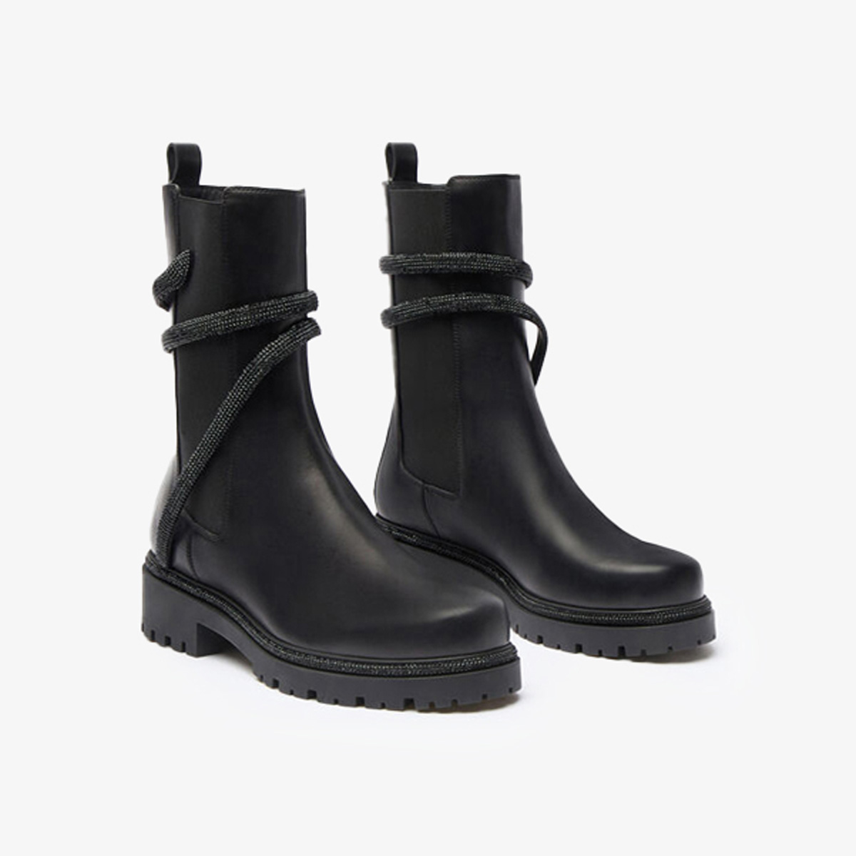  Giày Boots Nữ Rene Caovilla Cleo Crystal Black Bootie 25 