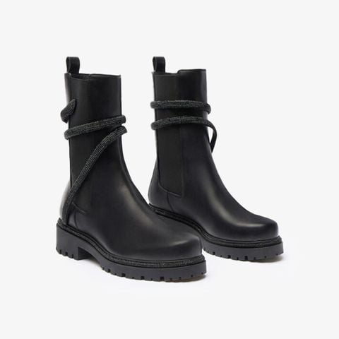 Giày Boots Nữ Rene Caovilla Cleo Crystal Black Bootie 25